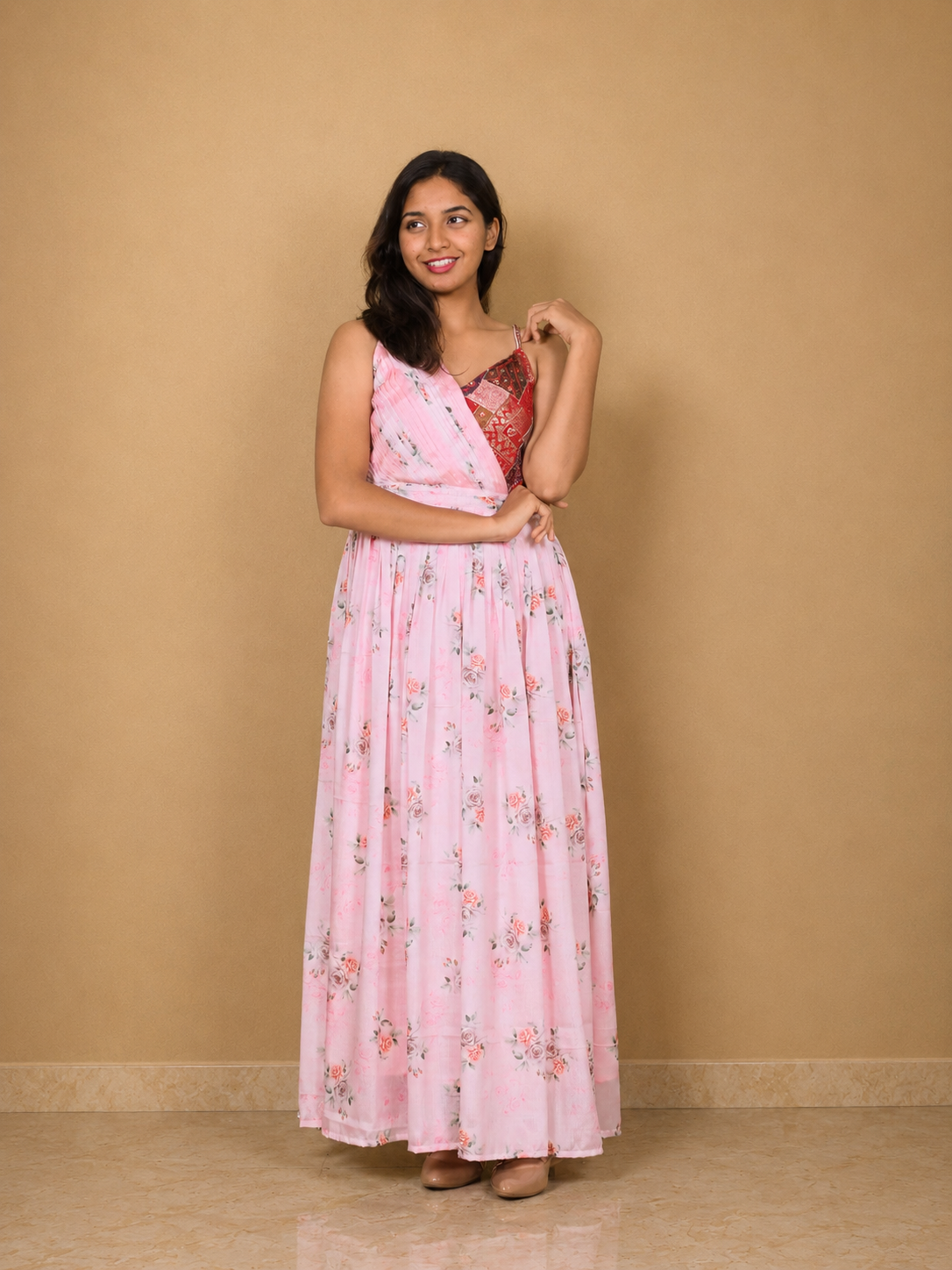Pink Asymmetric Neckline Dress
